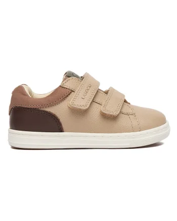 Pantofi copii,  piele naturala, bej, inchidere Velcro