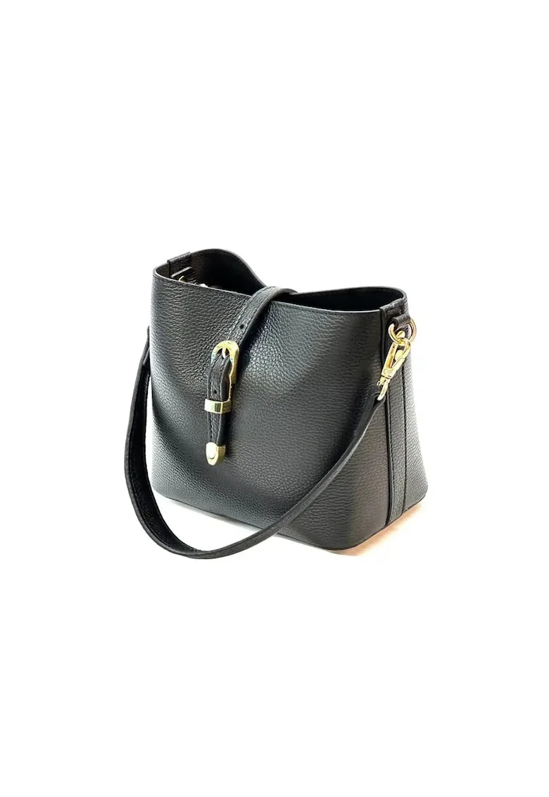 Geanta dama din piele naturala  Viviana, Negru, 21 x 20 x 11 cm