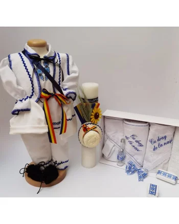Set Traditional Botez - Costumas baietel Trusou Lumanare 4
