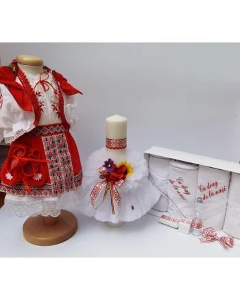 Set Traditional Botez - Costumas fetita Trusou Lumanare 7