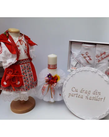 Set Traditional Botez - Costumas fetita Trusou Cutie pentru trusou Lumanare 2
