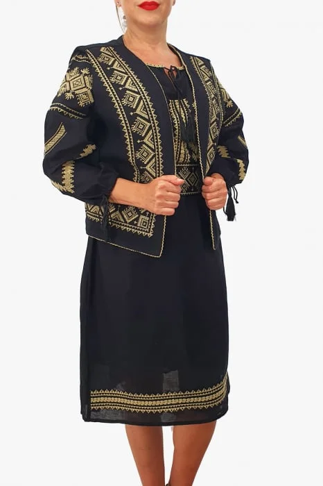 Costum Traditional - Vesta   Rochie   Brau cu model traditional
