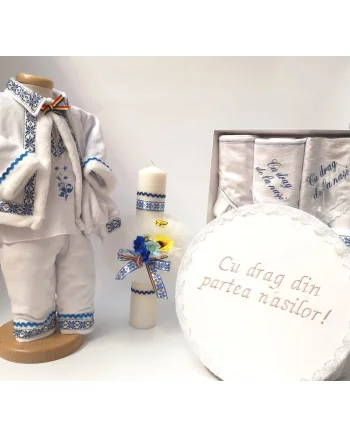 Set Traditional Botez Baiat - Costumas + Trusou + Cutie + Lumanare 2
