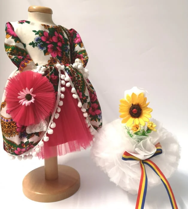 Set Traditional Botez Fetita - Costumas + Lumanare - TUL