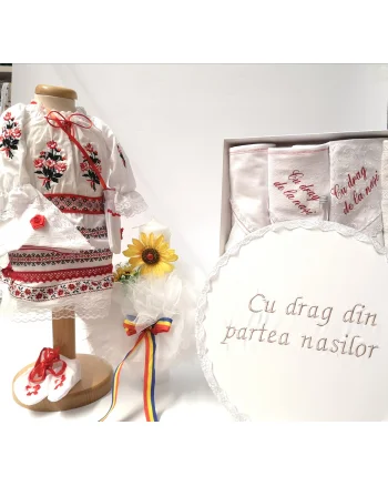 Set Traditional Botez - Costumas fetita Trusou Cutie pentru trusou Lumanare 5