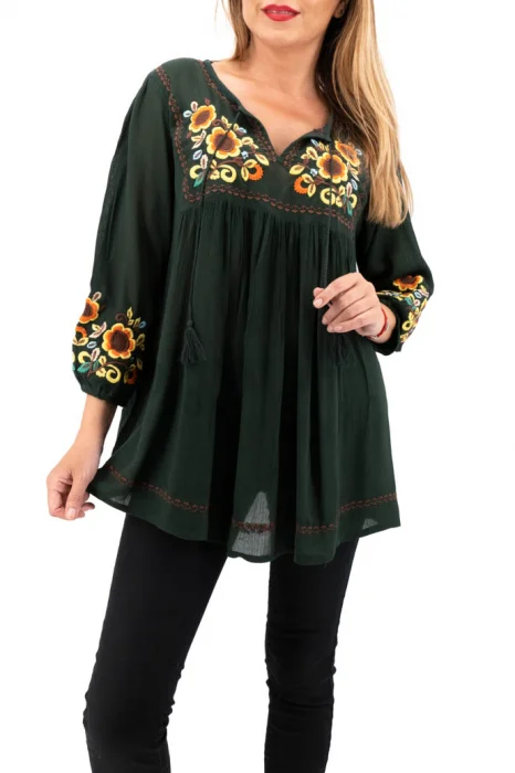 Bluza tip ie cu broderie florala - Lavinia 2