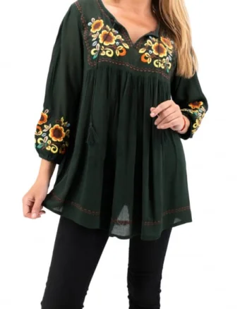 Bluza tip ie cu broderie florala - Lavinia 2