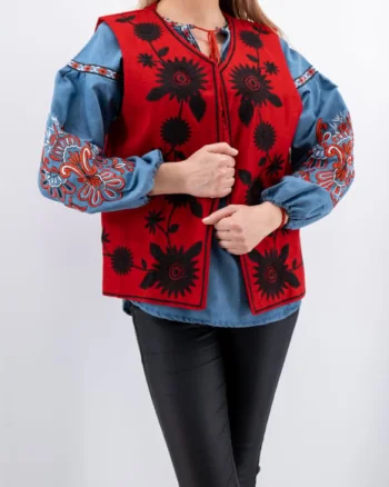 Vesta brodata cu model traditional Constantina