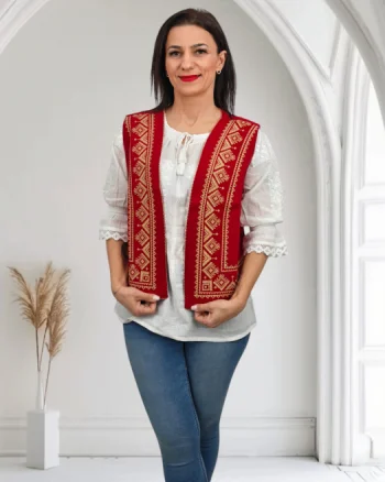Vesta brodata cu model traditional Olguta