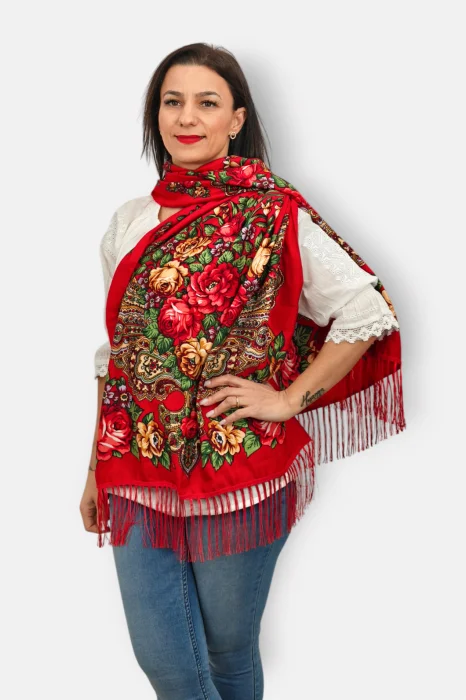Esarfa Inflorata - Rosu