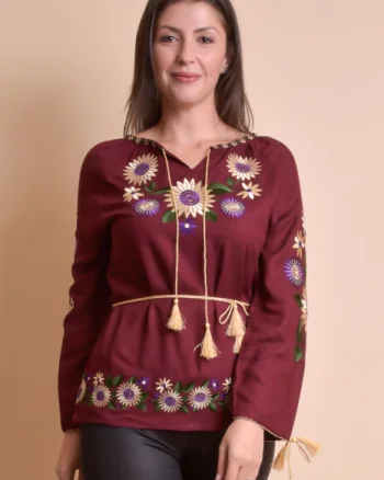 Bluza visinie cu motiv floral multicolor Catrinel 09
