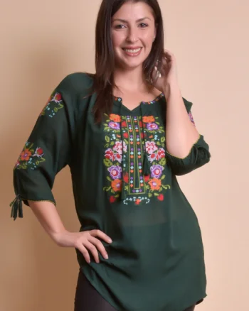 Bluza verde cu motiv multicolor Ela 01