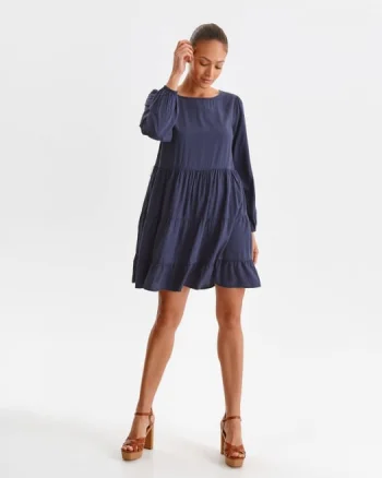 Rochie bleumarin boho chic cu fronseu