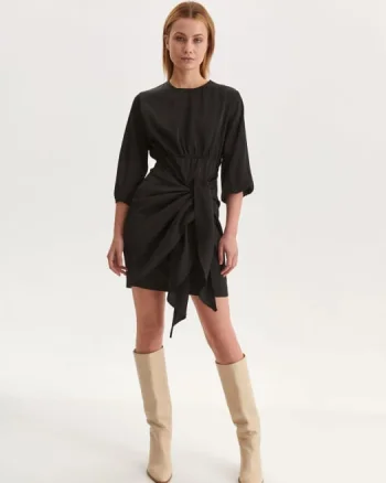Rochie midi neagra cu funda petrecuta