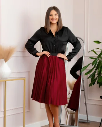 Fusta plisata Luna cu elastic in talie - Grena