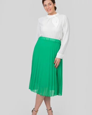 Fusta verde din voal cu elastic in talie