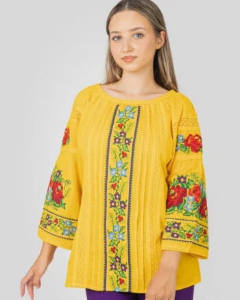 Bluza galbena cu motiv floral multicolor Francesca 03