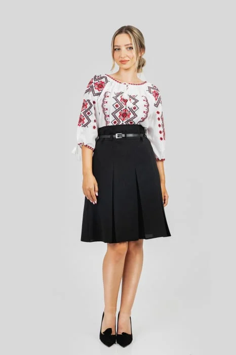 Fusta office neagra cu pliuri