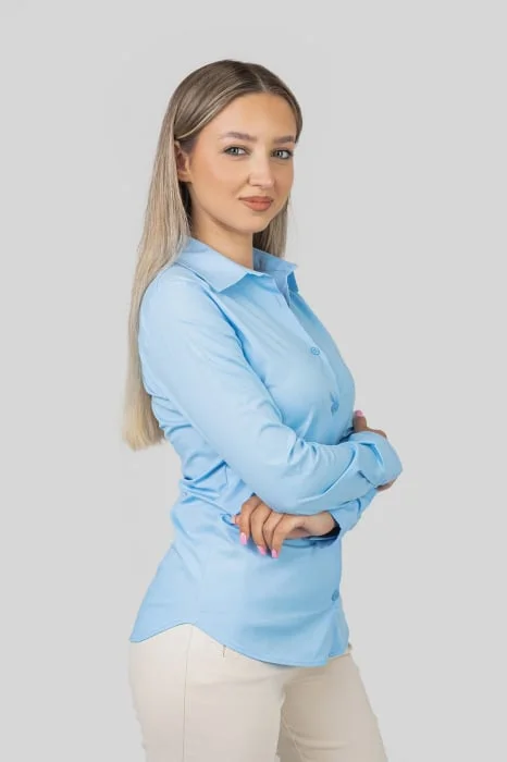 Camasa office bleu cu nasturi