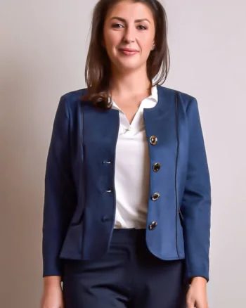 Sacou office bleumarin cu decolteu rotund