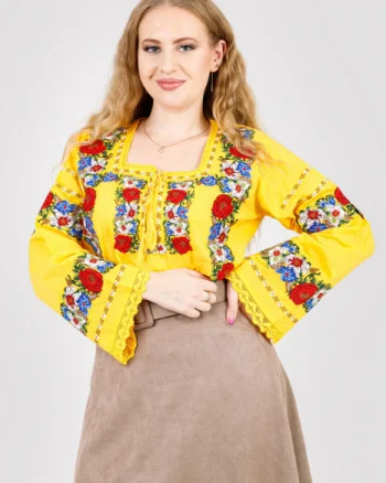Bluza galbena cu motiv floral multicolor Adina 02