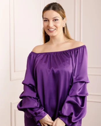 Bluza mov eleganta cu maneci bufante