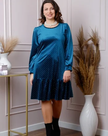Rochie din catifea turcoaz Alessia