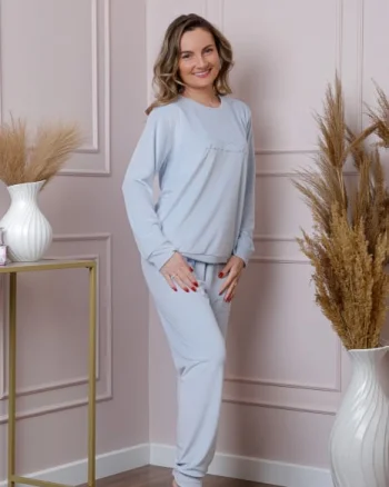 Pijama dama Linda din catifea bleu