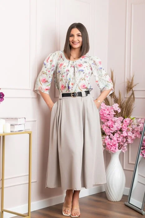 Fusta clos lunga Marissa cu buzunare functionale - Bej