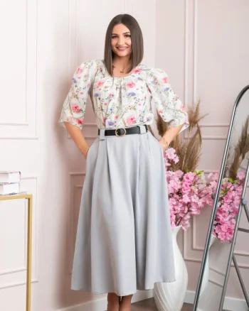 Fusta clos lunga Marissa cu buzunare functionale - Gri deschis