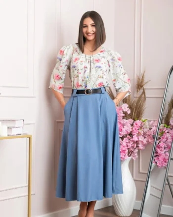 Fusta clos lunga Marissa cu buzunare functionale - Albastru