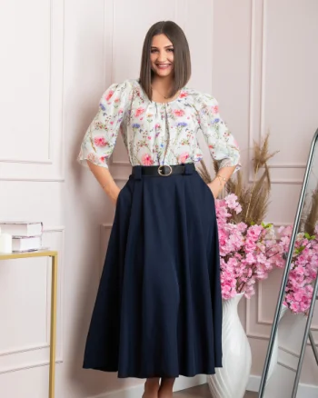 Fusta clos lunga Marissa cu buzunare functionale - Bleumarin