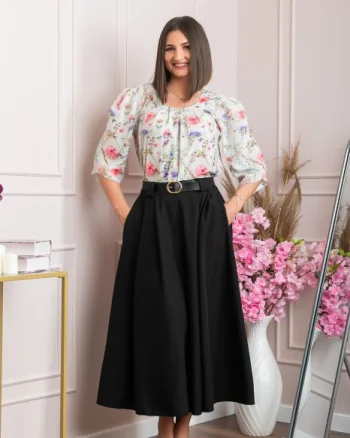 Fusta clos lunga Marissa cu buzunare functionale - Negru