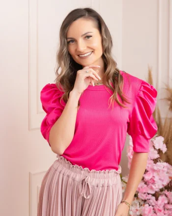 Bluza eleganta Arabella cu maneci bufante - Ciclam