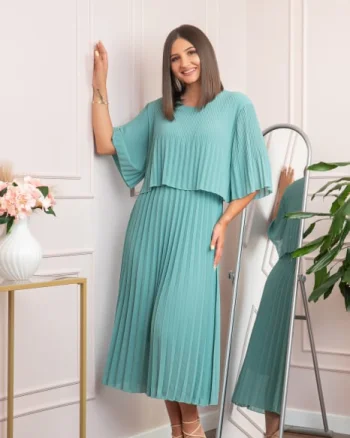 Rochie eleganta plisata Arielle - Verde mint