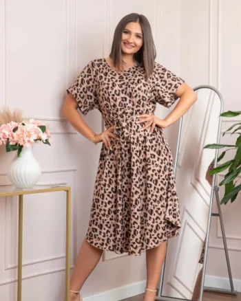 Rochie eleganta Jade cu animal print - Bali Blush