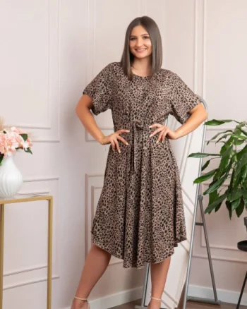 Rochie eleganta Jade cu animal print - Marrakesh Midnight