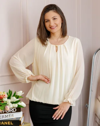 Bluza eleganta dama Sheila din voal cu captuseala - Ivoire