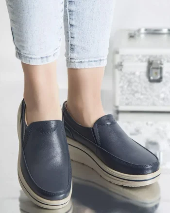 Pantofi cu platforma jessica navy piele naturala