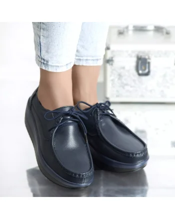 Pantofi cu platforma lyllay navy piele naturala
