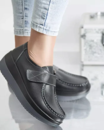 Pantofi cu platforma riley negru piele naturala