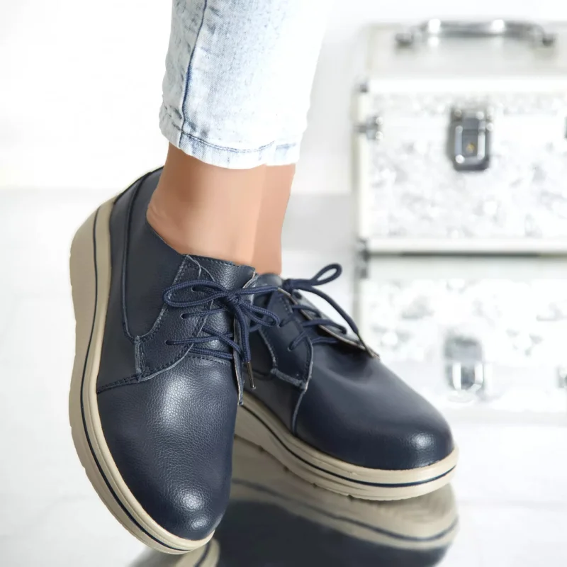 Pantofi cu platforma ruby navy piele naturala
