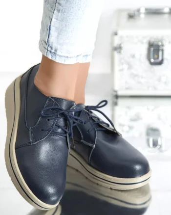 Pantofi cu platforma ruby navy piele naturala