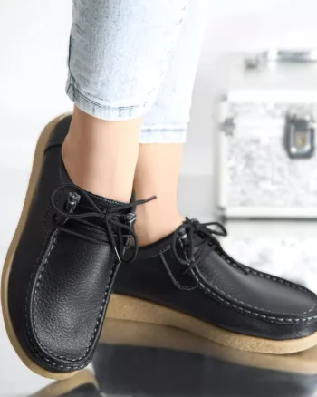 Pantofi casual lucy negru piele naturala
