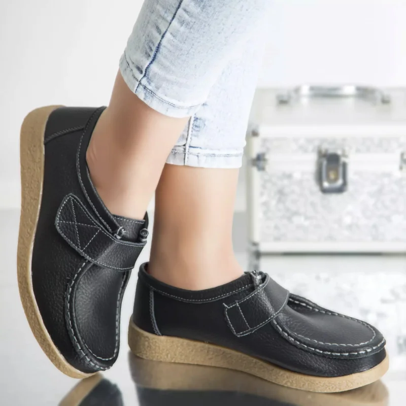 Pantofi casual chloly negru piele naturala