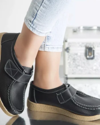 Pantofi casual chloly negru piele naturala