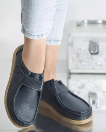 Pantofi casual chloly navy piele naturala