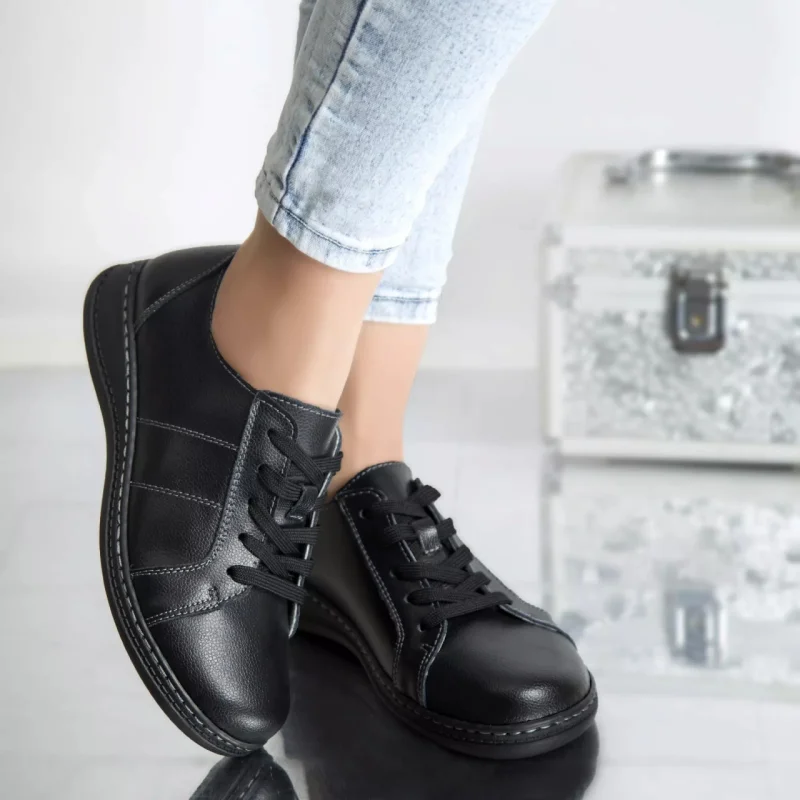Pantofi casual bety negru piele naturala