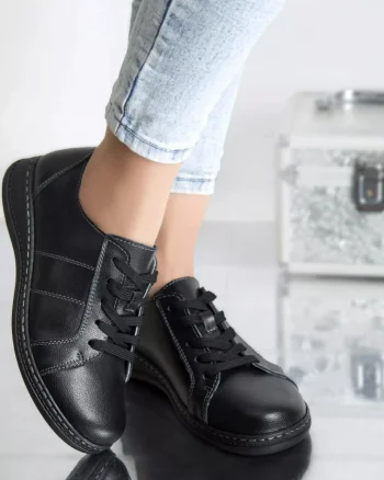 Pantofi casual bety negru piele naturala