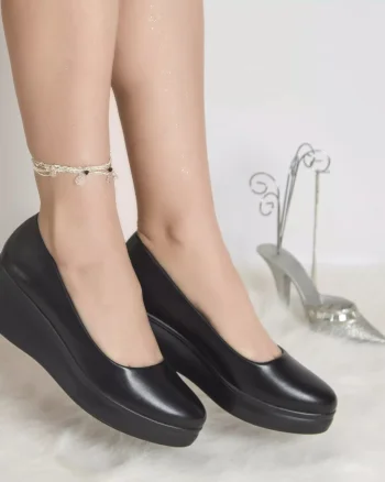 Pantofi cu platforma amalya negru piele ecologica